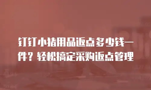 钉钉小猪用品返点多少钱一件？轻松搞定采购返点管理
