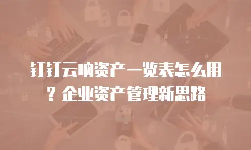 钉钉云呐资产一览表怎么用？企业资产管理新思路
