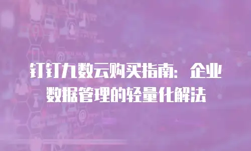 钉钉九数云购买指南：企业数据管理的轻量化解法