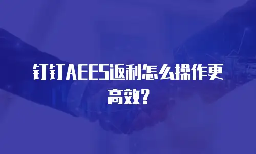 钉钉AEES返利怎么操作更高效？