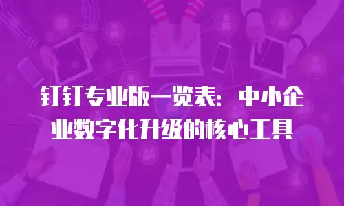 钉钉专业版一览表：中小企业数字化升级的核心工具
