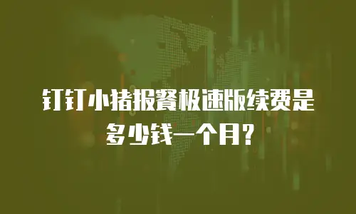 钉钉小猪报餐极速版续费是多少钱一个月？