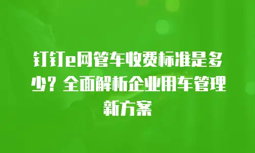 钉钉e网管车收费标准是多少？全面解析企业用车管理新方案