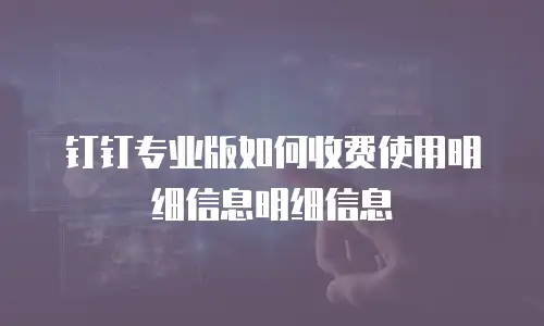 钉钉专业版如何收费使用明细信息明细信息