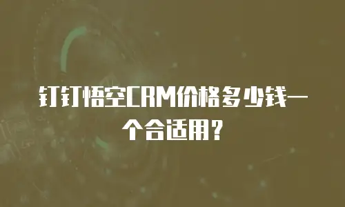 钉钉悟空CRM价格多少钱一个合适用？