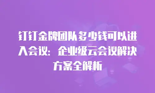 钉钉金牌团队多少钱可以进入会议：企业级云会议解决方案全解析
