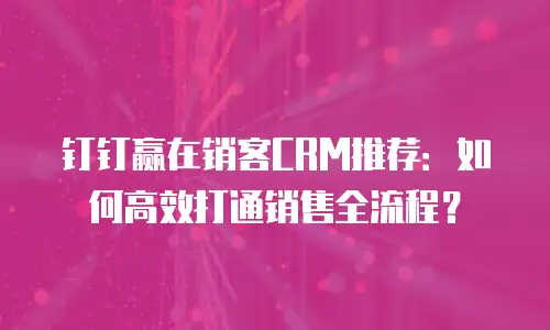 钉钉赢在销客CRM推荐：如何高效打通销售全流程？