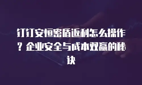 钉钉安恒密盾返利怎么操作？企业安全与成本双赢的秘诀