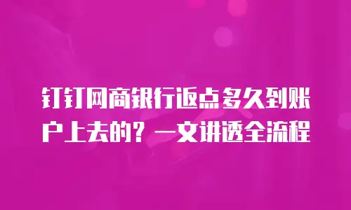 钉钉网商银行返点多久到账户上去的？一文讲透全流程