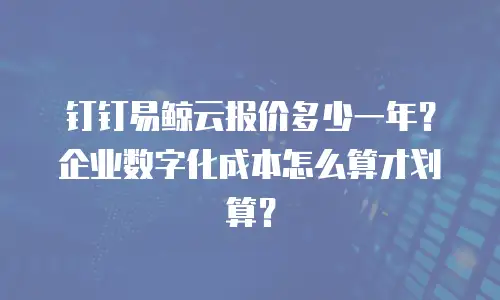 钉钉易鲸云报价多少一年？企业数字化成本怎么算才划算？