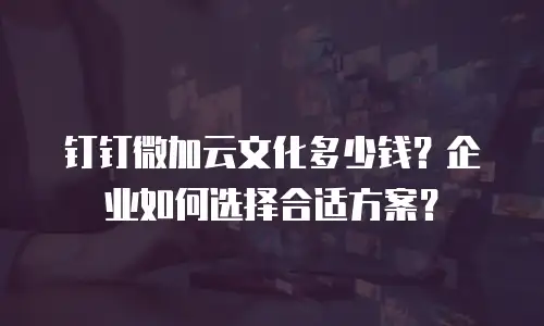 钉钉微加云文化多少钱？企业如何选择合适方案？