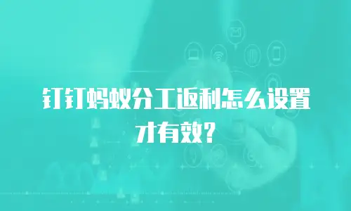 钉钉蚂蚁分工返利怎么设置才有效？