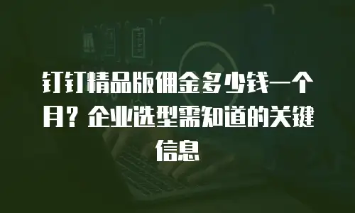 钉钉精品版佣金多少钱一个月？企业选型需知道的关键信息