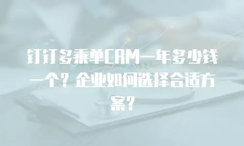 钉钉多乘单CRM一年多少钱一个？企业如何选择合适方案？