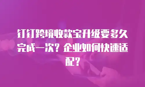 钉钉跨境收款宝升级要多久完成一次？企业如何快速适配？