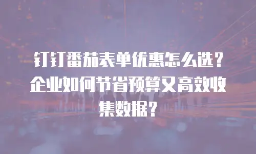 钉钉番茄表单优惠怎么选？企业如何节省预算又高效收集数据？