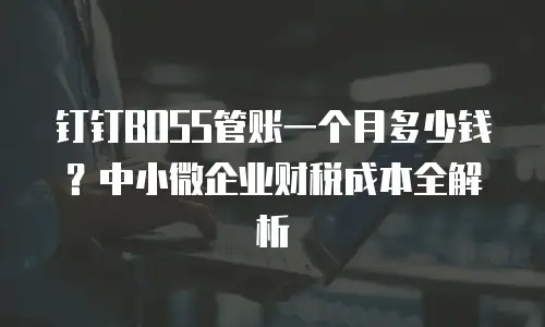 钉钉BOSS管账一个月多少钱？中小微企业财税成本全解析