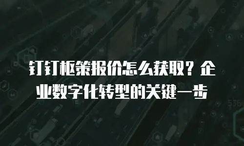 钉钉枢策报价怎么获取？企业数字化转型的关键一步
