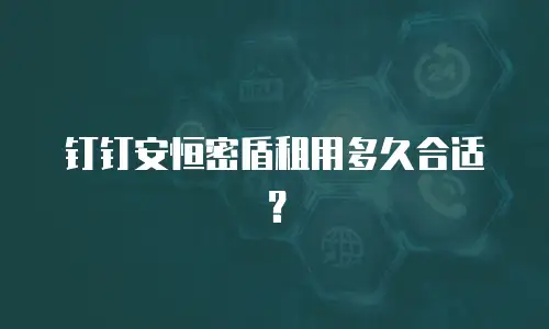 钉钉安恒密盾租用多久合适？