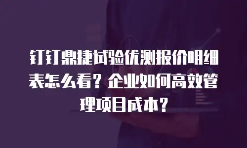 钉钉鼎捷试验优测报价明细表怎么看？企业如何高效管理项目成本？
