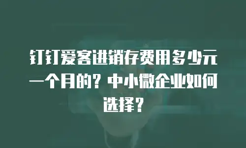 钉钉爱客进销存费用多少元一个月的？中小微企业如何选择？