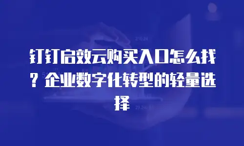 钉钉启效云购买入口怎么找？企业数字化转型的轻量选择