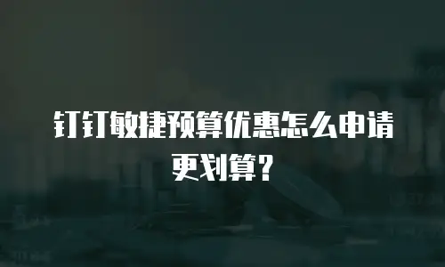 钉钉敏捷预算优惠怎么申请更划算？