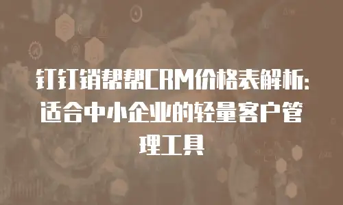 钉钉销帮帮CRM价格表解析：适合中小企业的轻量客户管理工具