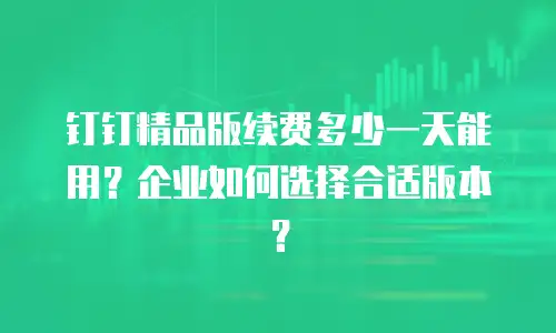 钉钉精品版续费多少一天能用？企业如何选择合适版本？