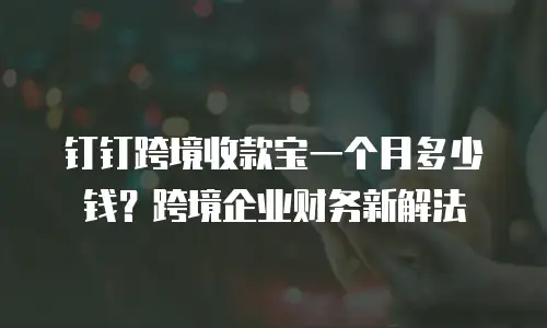 钉钉跨境收款宝一个月多少钱？跨境企业财务新解法