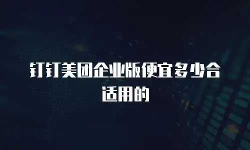 钉钉美团企业版便宜多少合适用的
