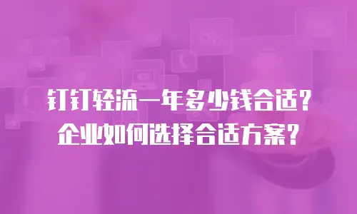 钉钉轻流一年多少钱合适？企业如何选择合适方案？