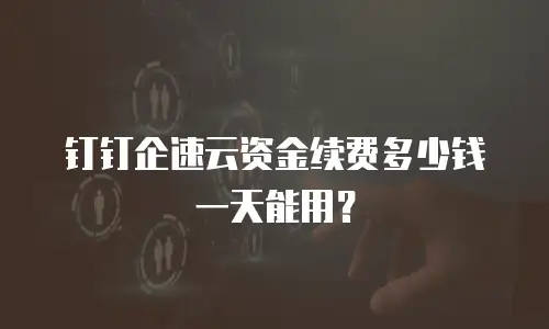 钉钉企速云资金续费多少钱一天能用？