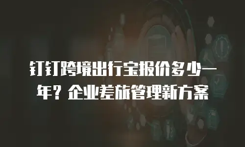 钉钉跨境出行宝报价多少一年？企业差旅管理新方案