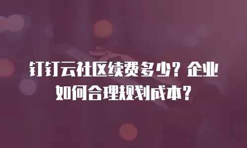 钉钉云社区续费多少？企业如何合理规划成本？