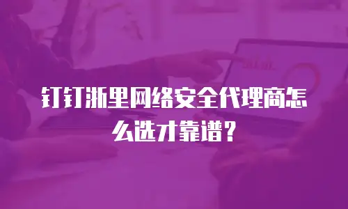 钉钉浙里网络安全代理商怎么选才靠谱？