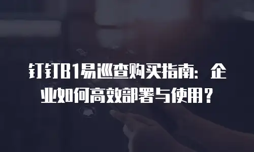 钉钉B1易巡查购买指南：企业如何高效部署与使用？
