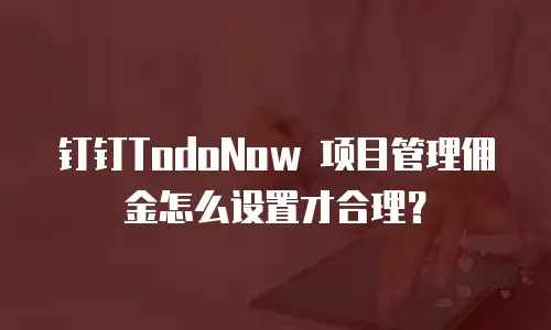 钉钉TodoNow 项目管理佣金怎么设置才合理？
