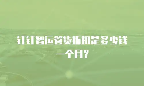钉钉智运管货折扣是多少钱一个月？