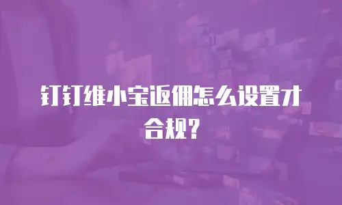 钉钉维小宝返佣怎么设置才合规？