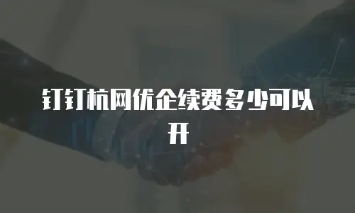 钉钉杭网优企续费多少可以开