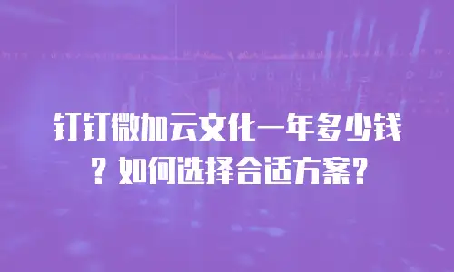 钉钉微加云文化一年多少钱？如何选择合适方案？