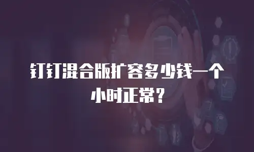 钉钉混合版扩容多少钱一个小时正常？