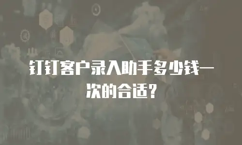 钉钉客户录入助手多少钱一次的合适？