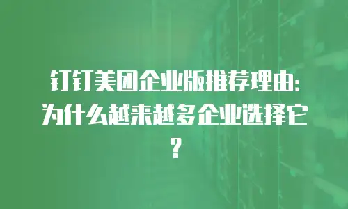 钉钉美团企业版推荐理由：为什么越来越多企业选择它？