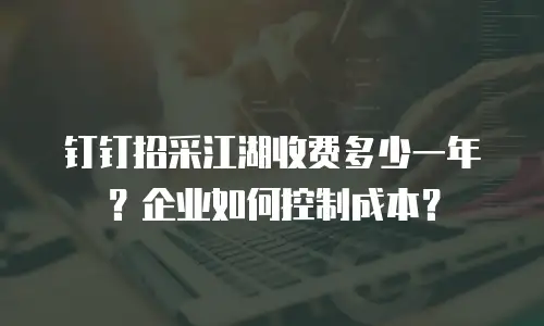 钉钉招采江湖收费多少一年？企业如何控制成本？