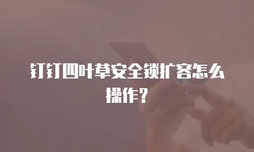 钉钉四叶草安全锁扩容怎么操作？