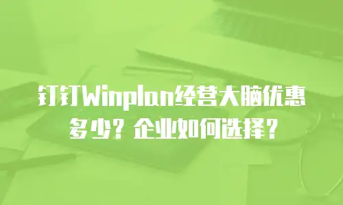 钉钉Winplan经营大脑优惠多少？企业如何选择？