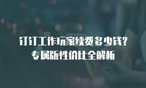 钉钉工作玩家续费多少钱？专属版性价比全解析
