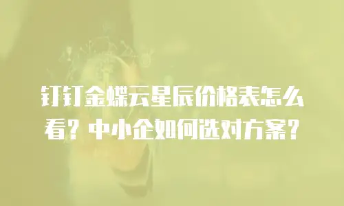 钉钉金蝶云星辰价格表怎么看？中小企如何选对方案？